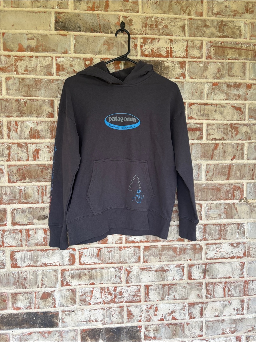 Patagonia Kid’s Charcoal Hoody Sweatshirt in the "'95 Oval Logo Tropiclimb